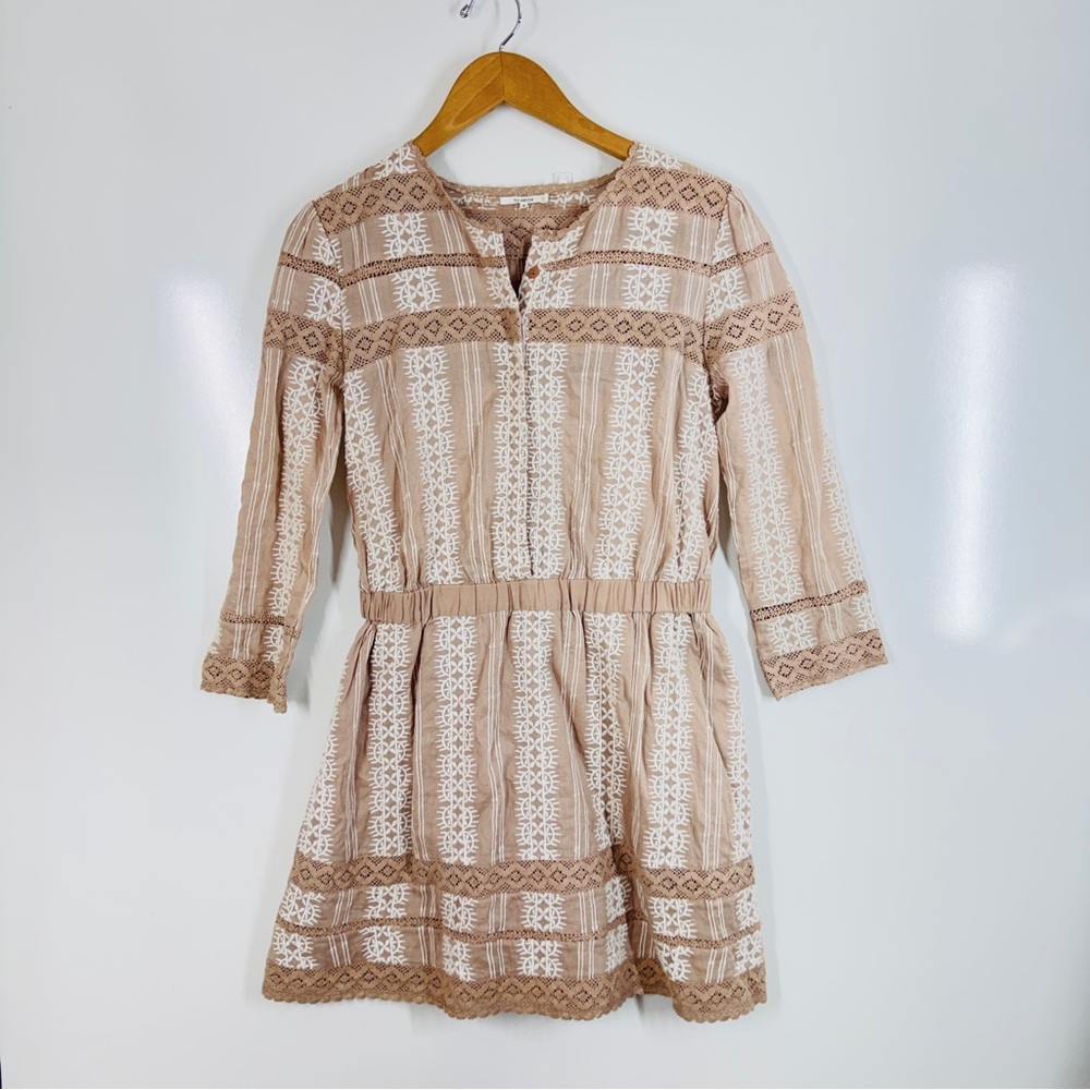 Revolve Tularosa Dakota Mini Dress Ivory Tan Stripe Boho S - Picture 7 of 13